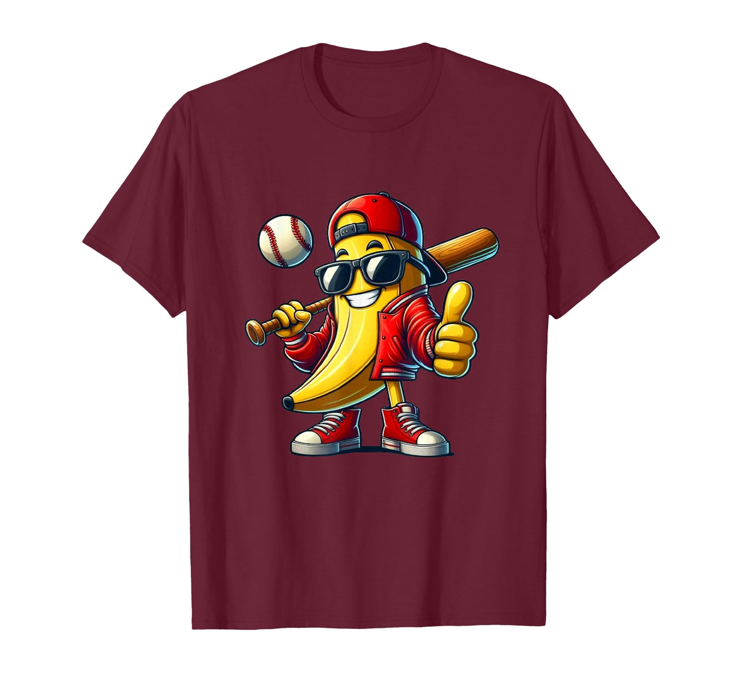 Banana Playing Baseball Fruit Lover Baseball Player T-Shirt