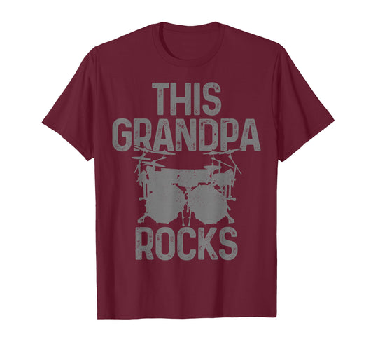 Drummer This Grandpa Rocks Father's Day Funny Vintage Drums T-Shirt