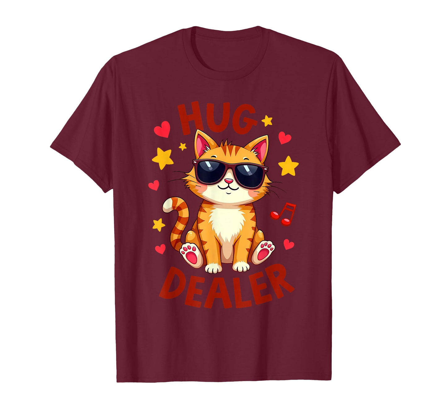 Hug Dealer Cute Cat with Sunglasses Design T-Shirt