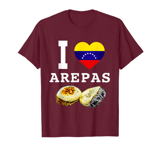 Funny Venezuela Food Flag Comida Venezolana I Love Arepas T-Shirt