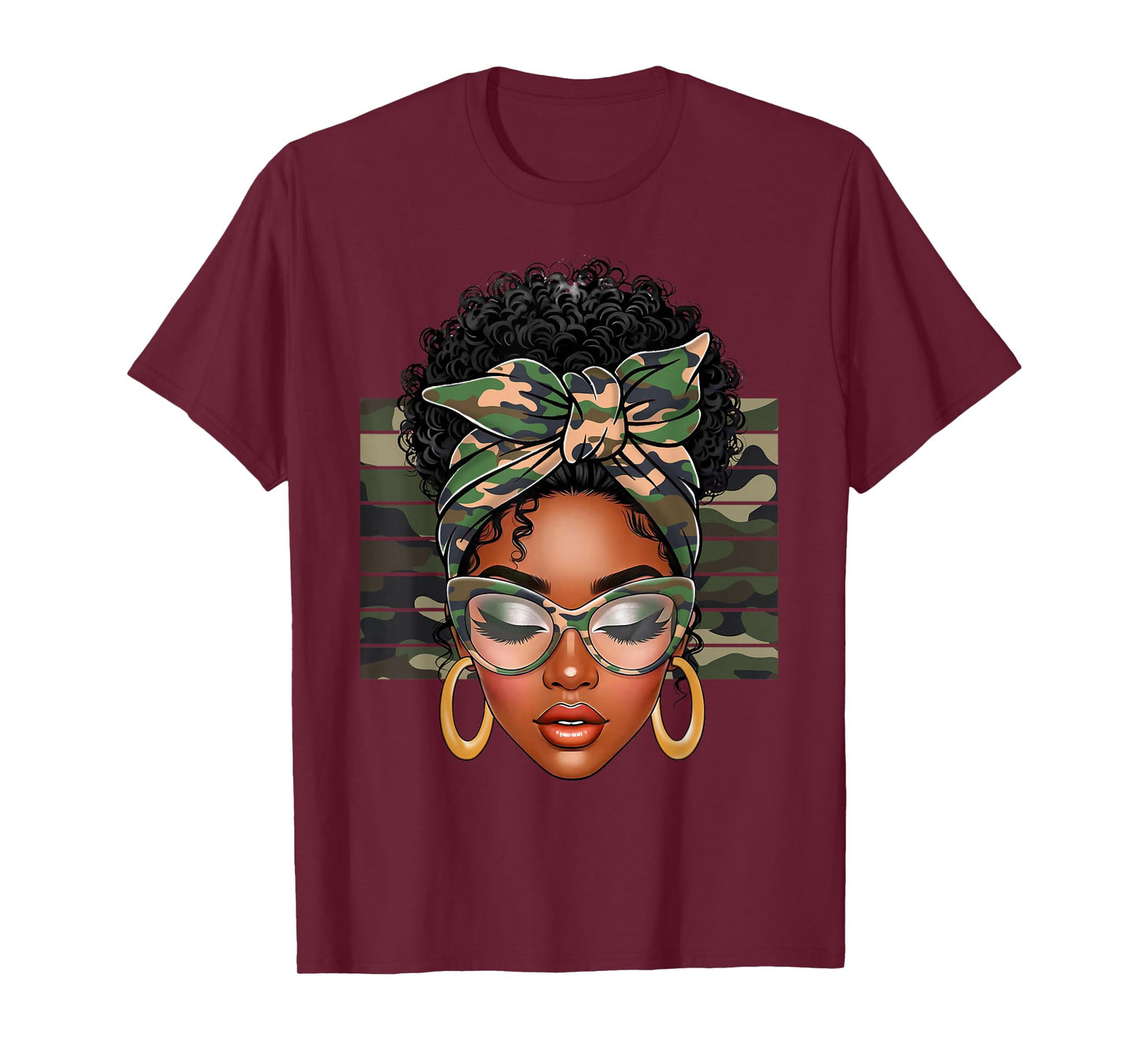 Afro Black Women African American Black History Month Camo T-Shirt