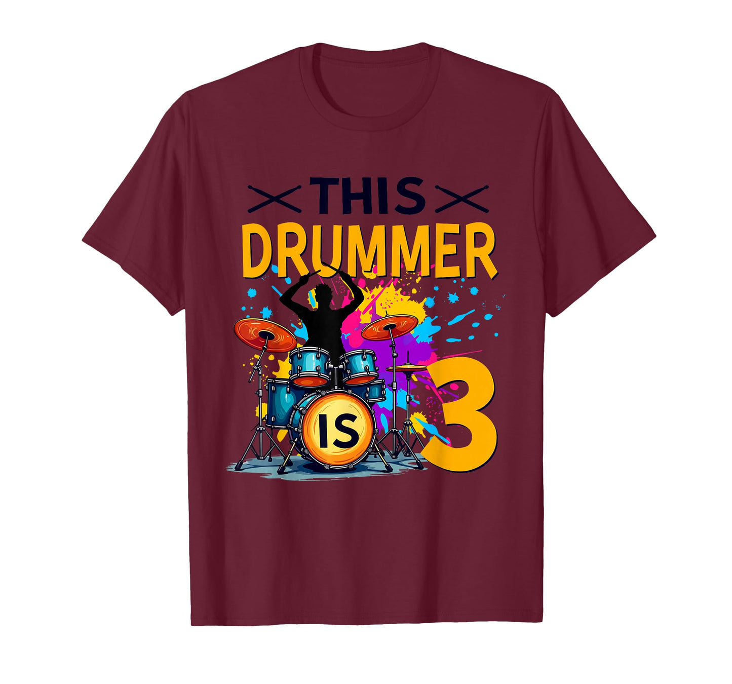 This Drummer is 3 Year Old Birthday Drumming Themed T-Shirt