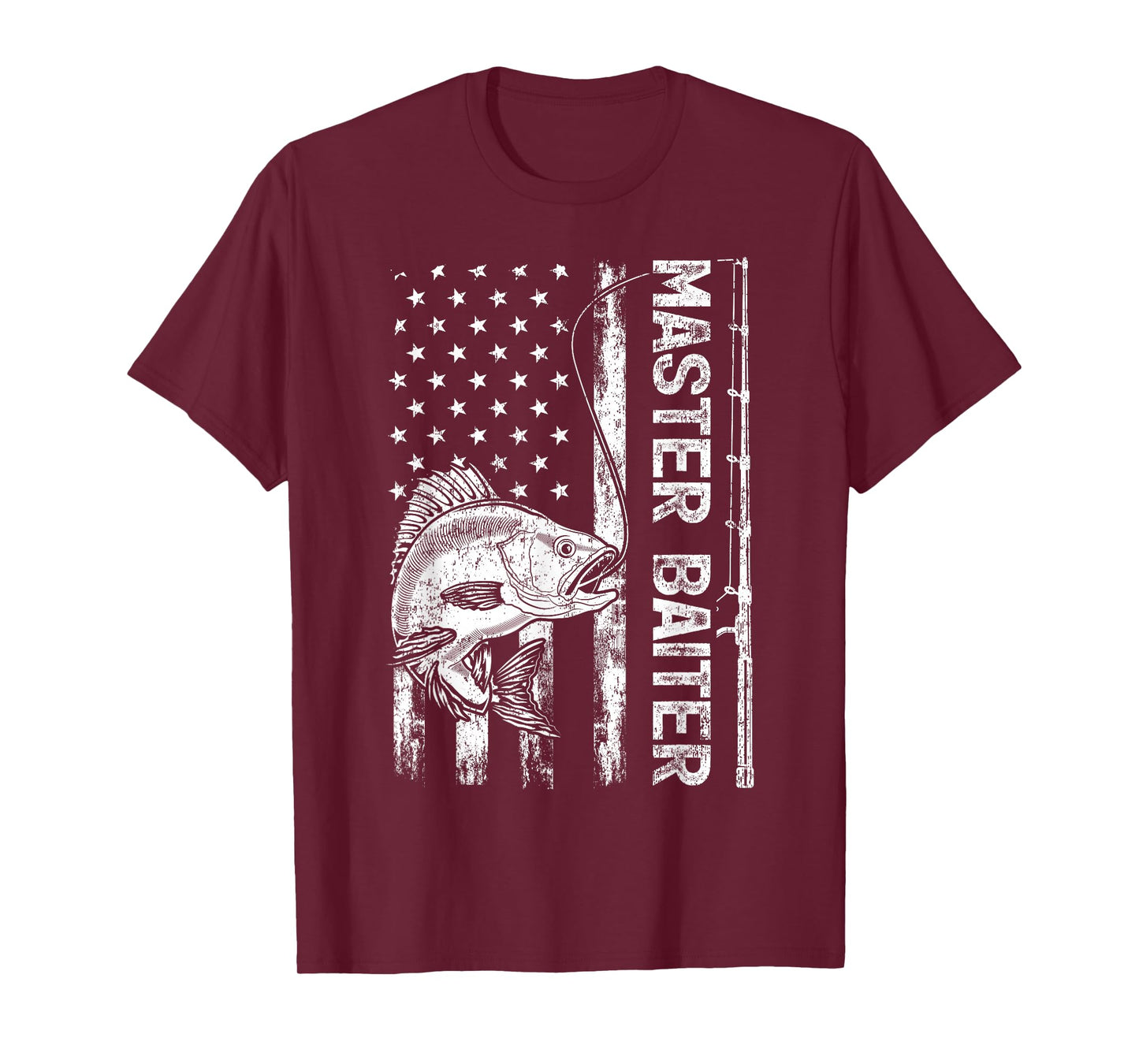 Funny Vintage American Flag Master Baiter Fishing T-Shirt