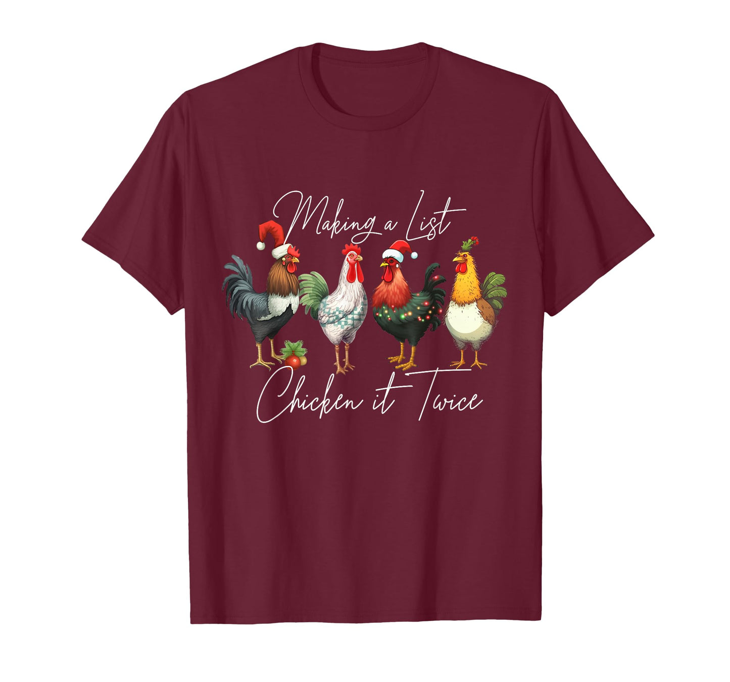 Christmas Chicken Lover Xmas Santa Hat Funny Farm Gift T-Shirt