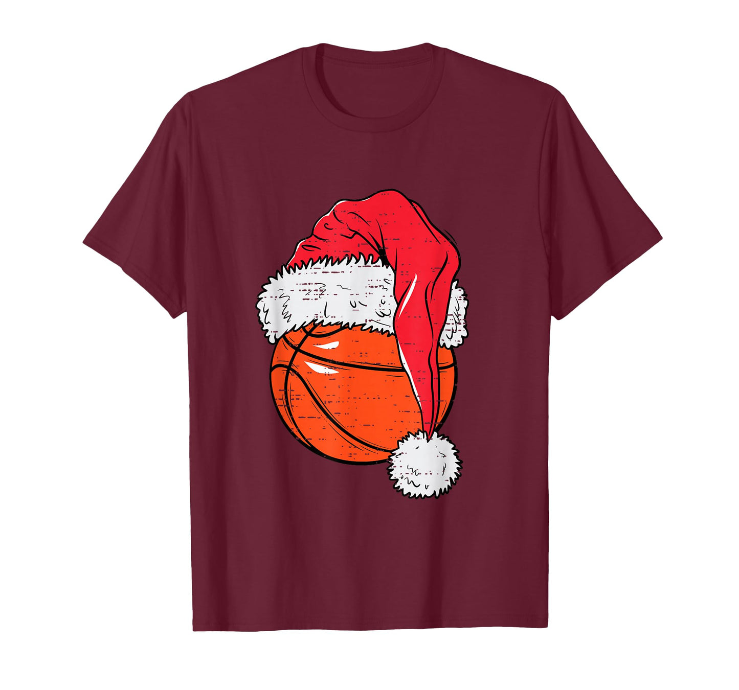 Funny Basketball Ball Santa Hat Christmas Xmas Men Boys Kids T-Shirt