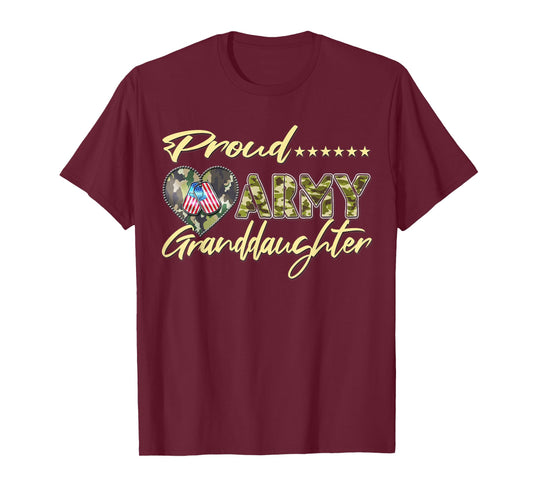 Proud Army Granddaughter - US Flag Dog Tags Military Family T-Shirt for Men Women Girls Kids