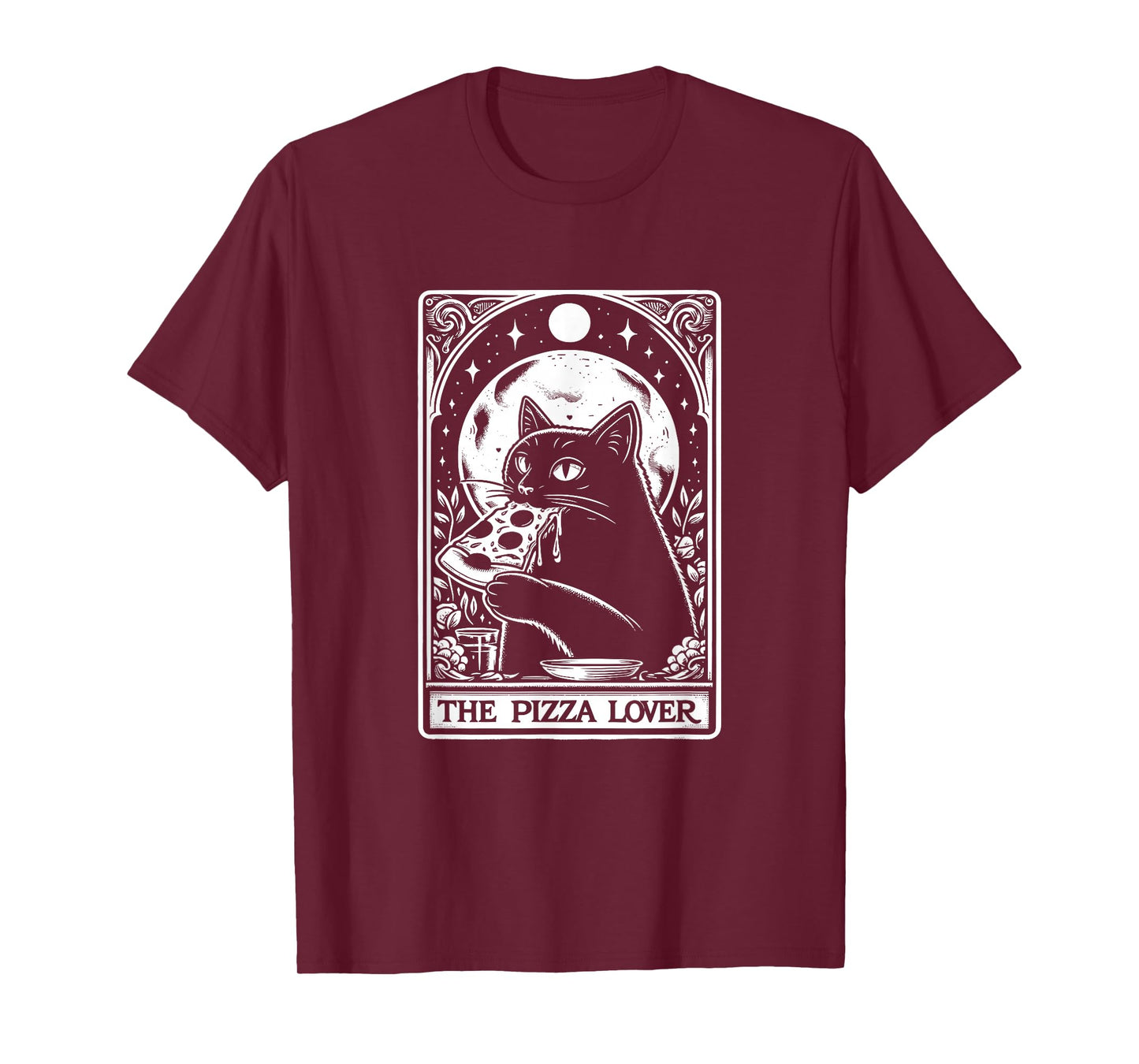 The Pizza Lover Cat Vintage Gothic Tarot Card T-Shirt