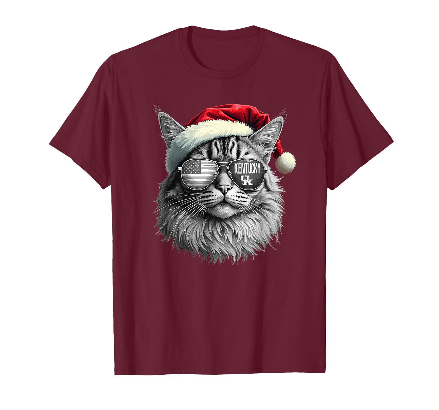 Funny Cat Lovers Santa Christmas Kentucky Retro Vintage T-Shirt for Men Women Kids