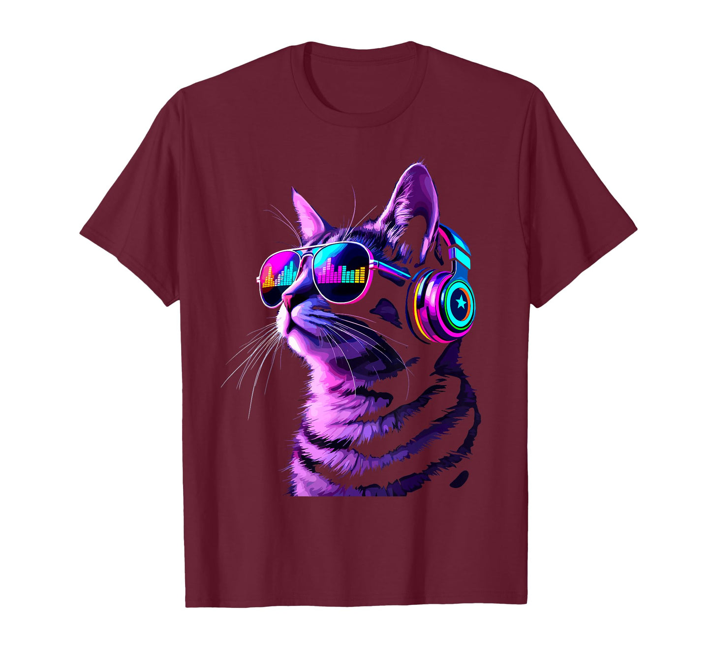 Headphones Cat Techno EDM Music Lover Rave Disco Party Cats T-Shirt
