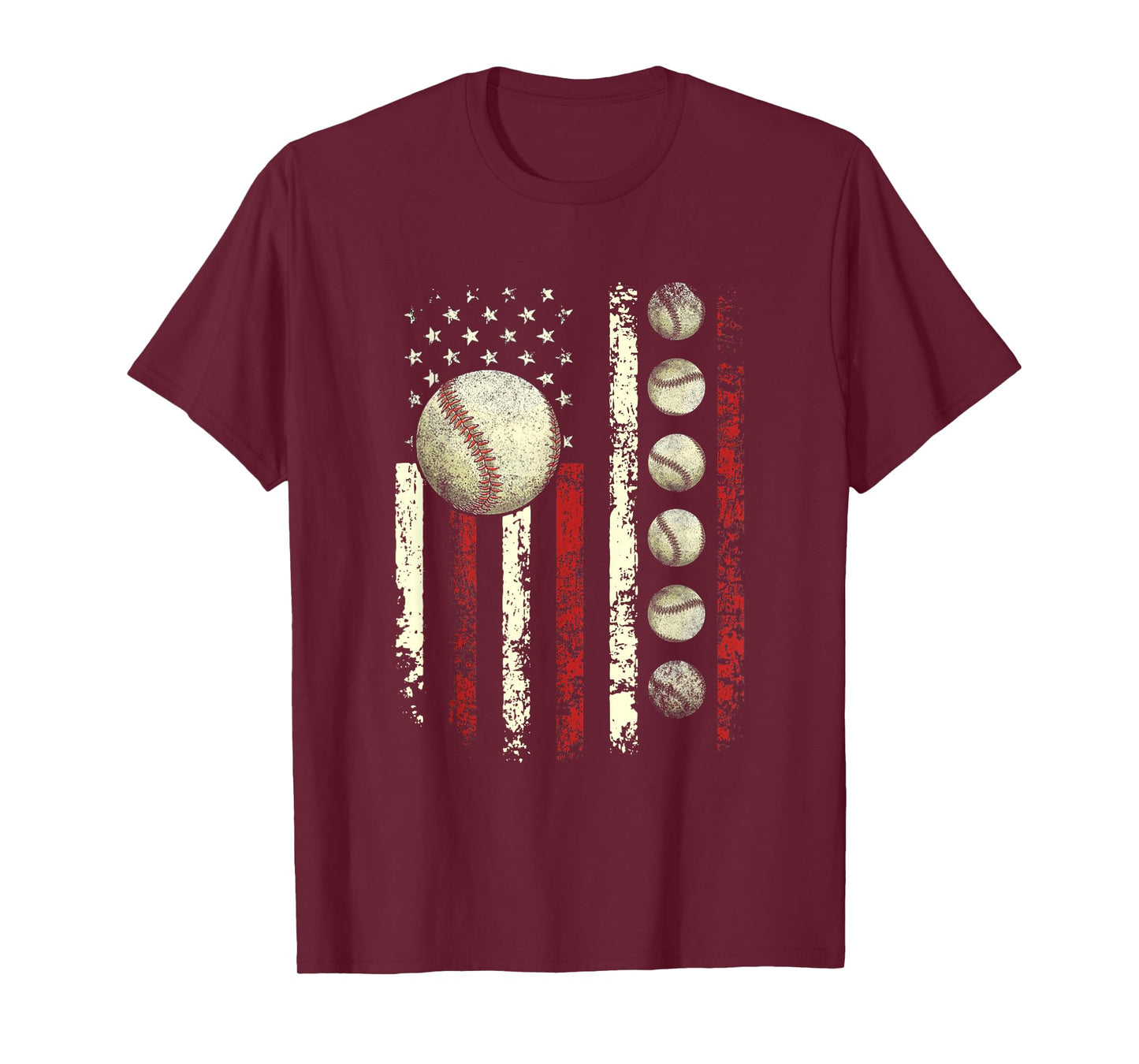 Vintage Baseball American Flag for Men Boys Girls Women T-Shirt