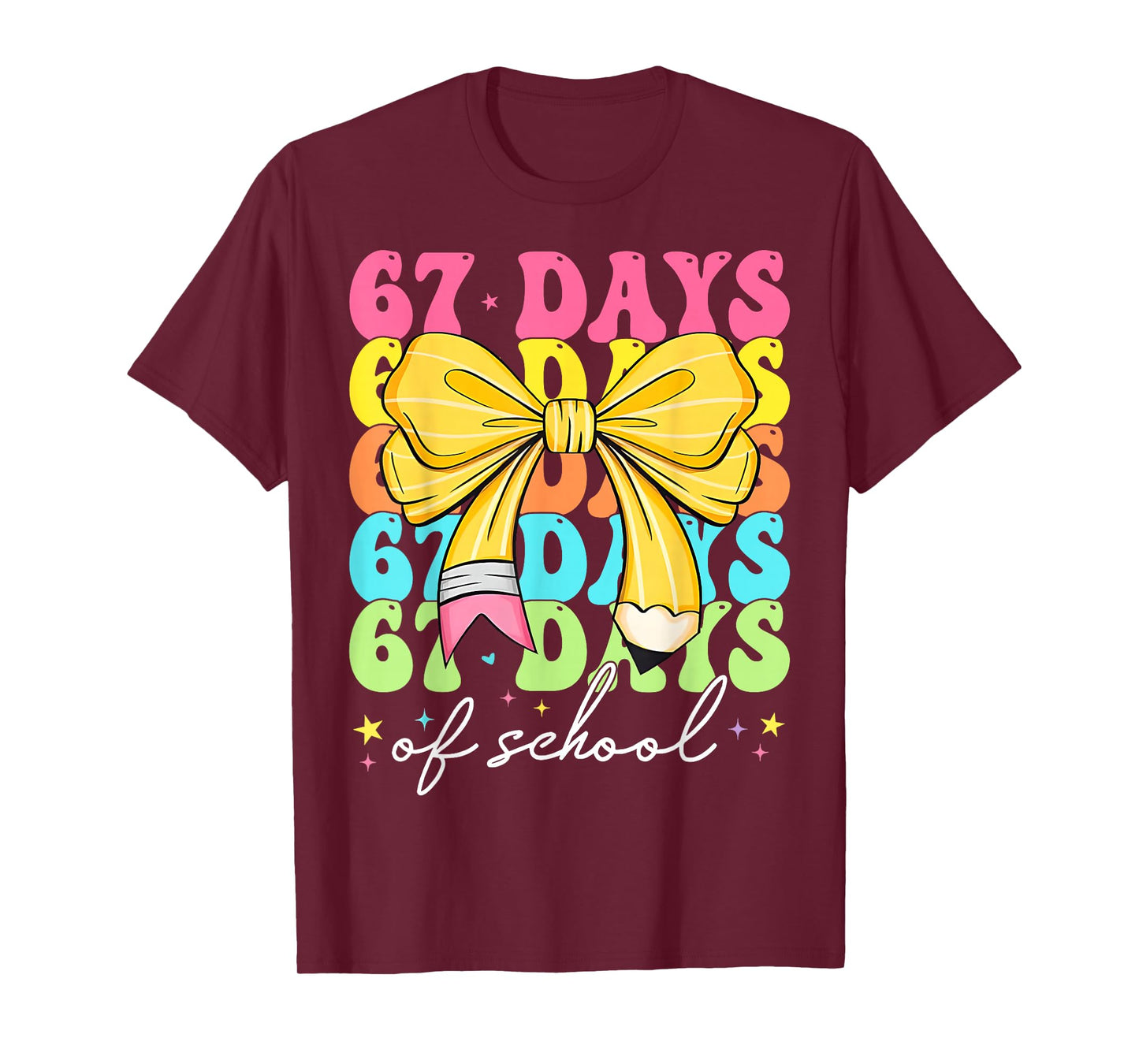 67 Days of School Girls Coquette Bow 67th Day of School T-Shirt