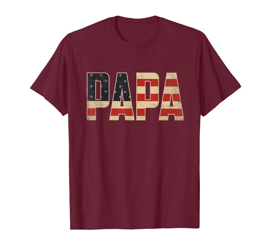 Papa Bold Patriotic American Flag Father’s Day Papa T-Shirt