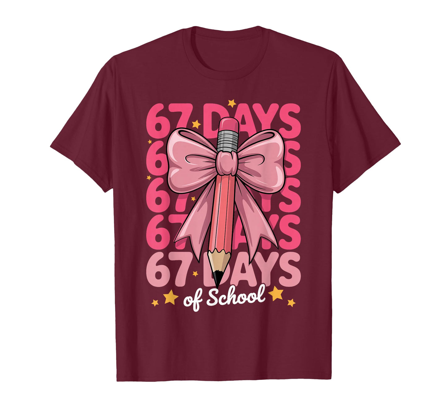 6 7 Days of School Girls Coquette Bow Cute Funny Six Seven T-Shirt