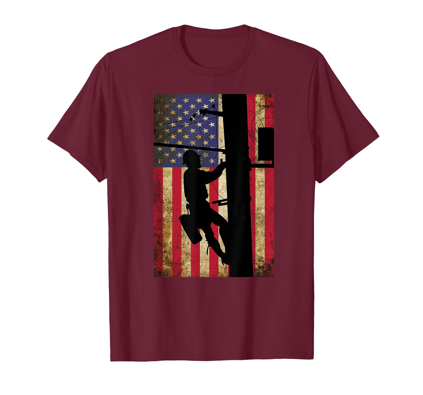 Lineman American Flag Shirt | Electric Cable Lineman Gift T-Shirt