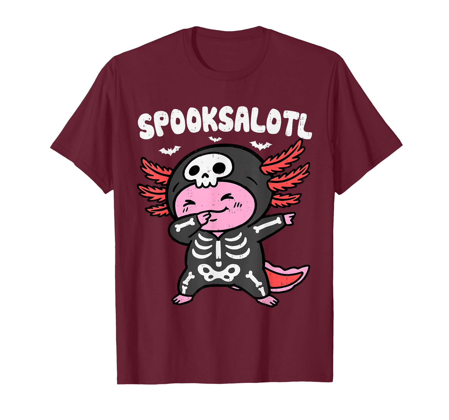 Skeleton Dabbing Axolotl Halloween Costume Boys Girls Kids T-Shirt