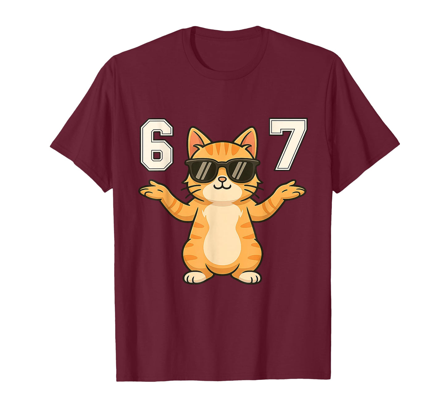 67 Funny Cat Six Seven Meme Gen Z Alpha Humor Animal Lovers T-Shirt