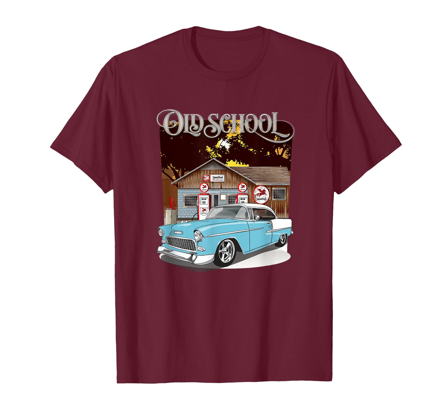 1955 Skyline Blue & White Bel Air Old School T-Shirt