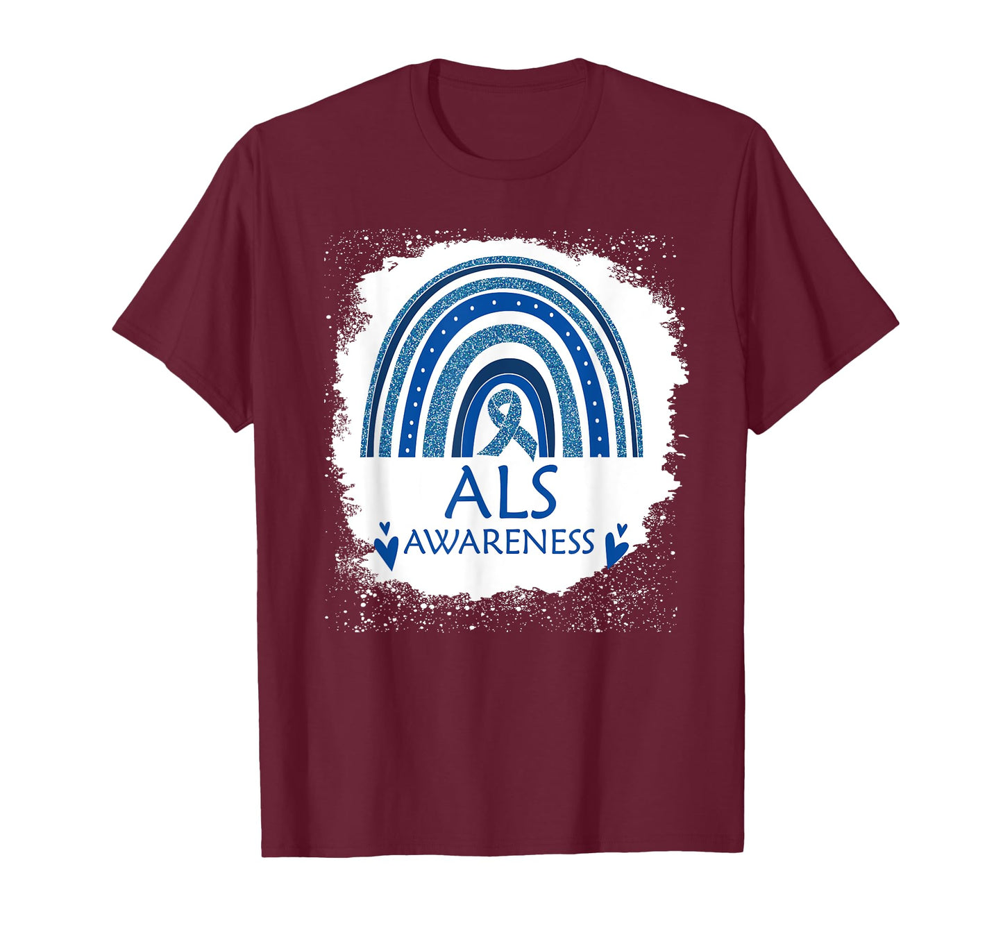 ALS Awareness Bleached Rainbow Blue Ribbon Men T-Shirt