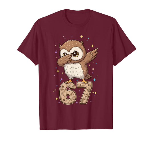 Dabbing Owl 67 Funny Six Seven Gen Z Slang Meme Cute T-Shirt
