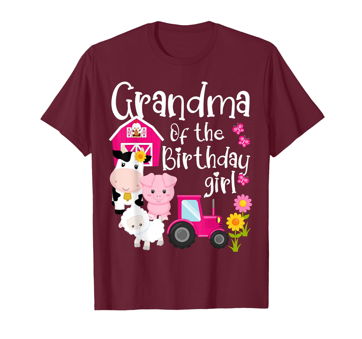 Farm Animals Grandma Of The Birthday Girl Party Barnyard T-Shirt