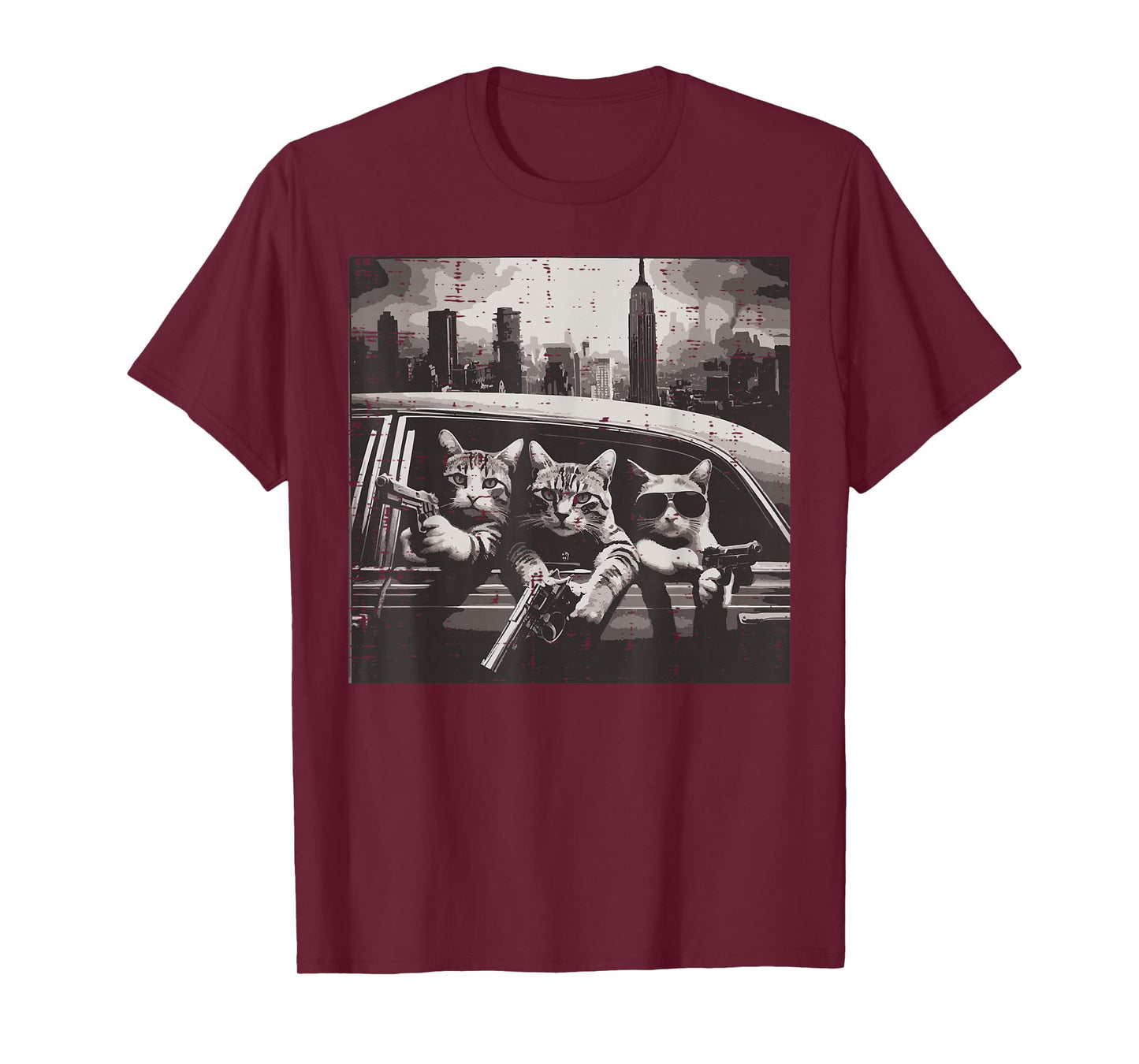 Gangster Cats Car New York Funny Meme Humor Thug Men Women T-Shirt