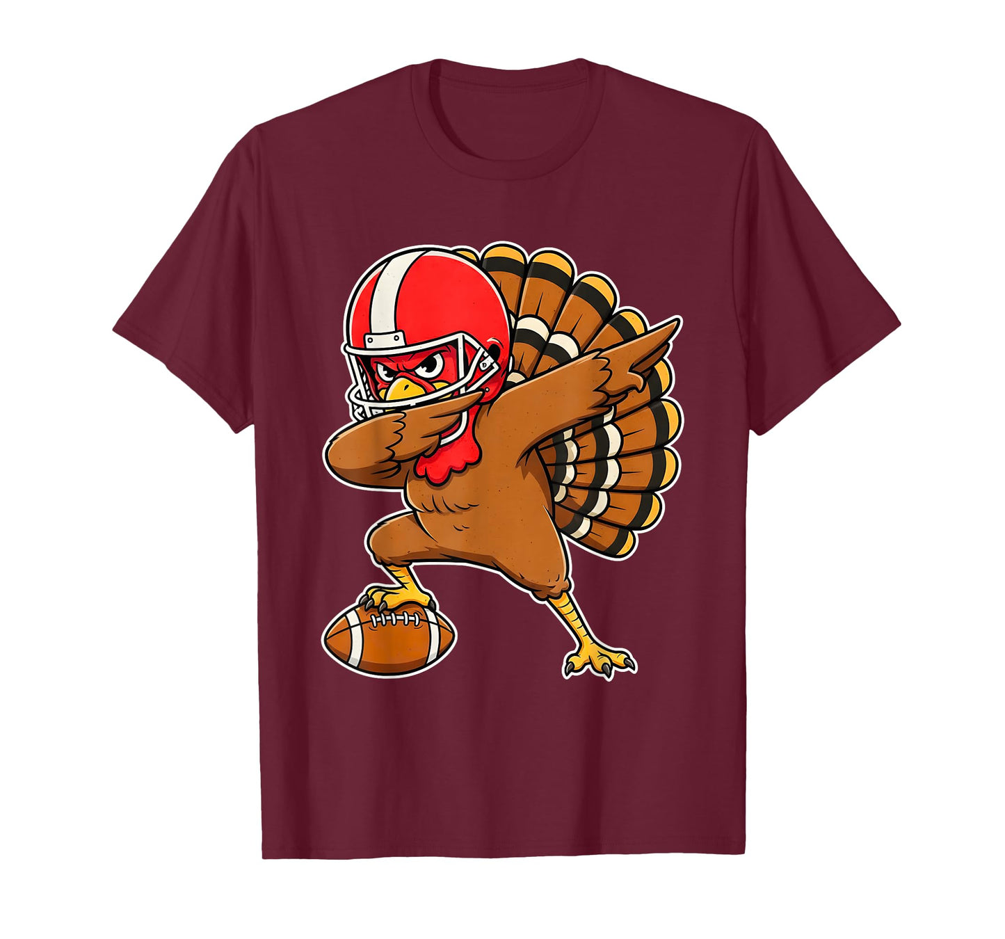 Dabbing Turkey with Football Thanksgiving for Men Boys Kids T-Shirt