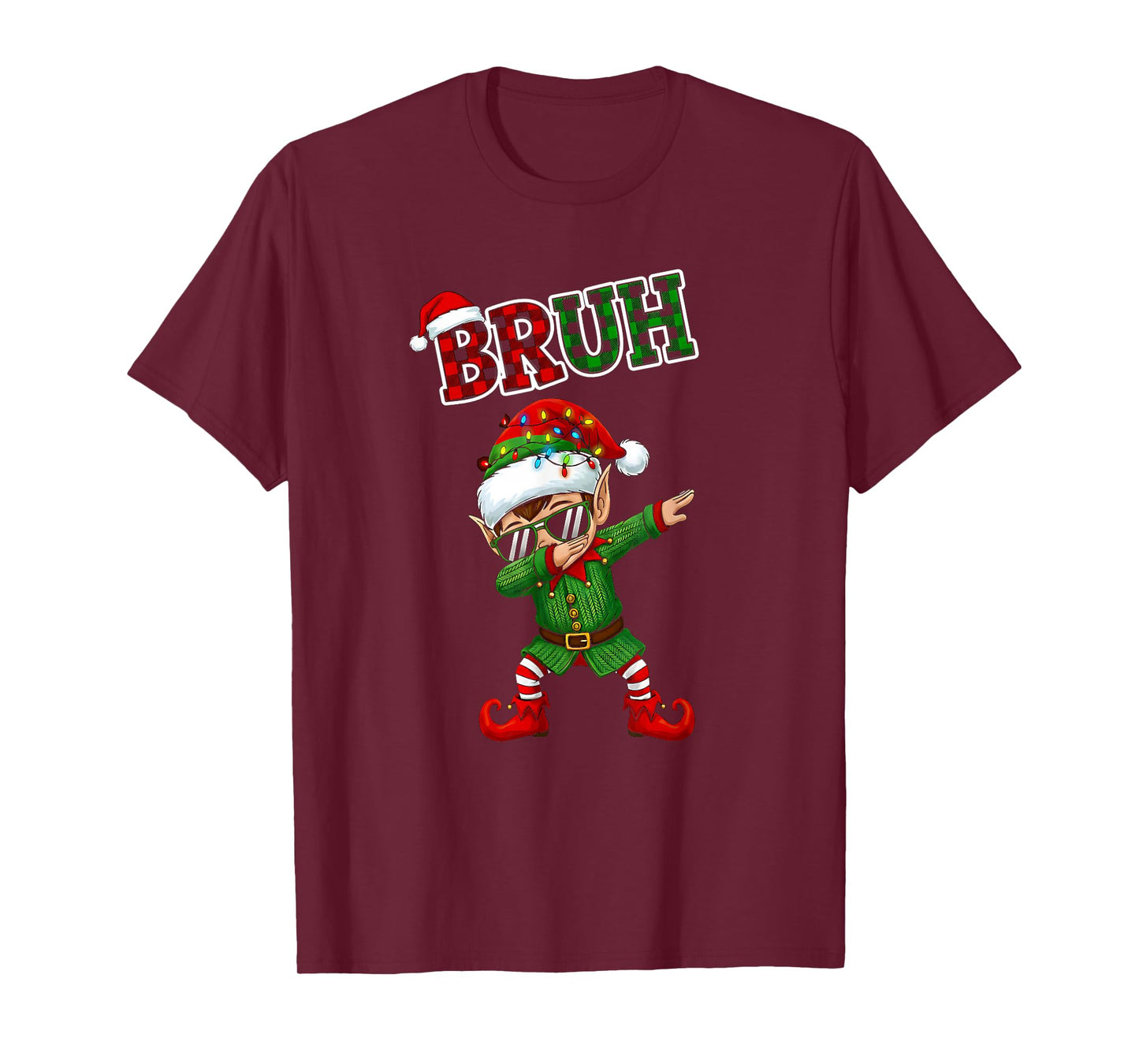 Bruh Dabbing Elf Funny Kids Years Pajamas Christmas Matching T-Shirt