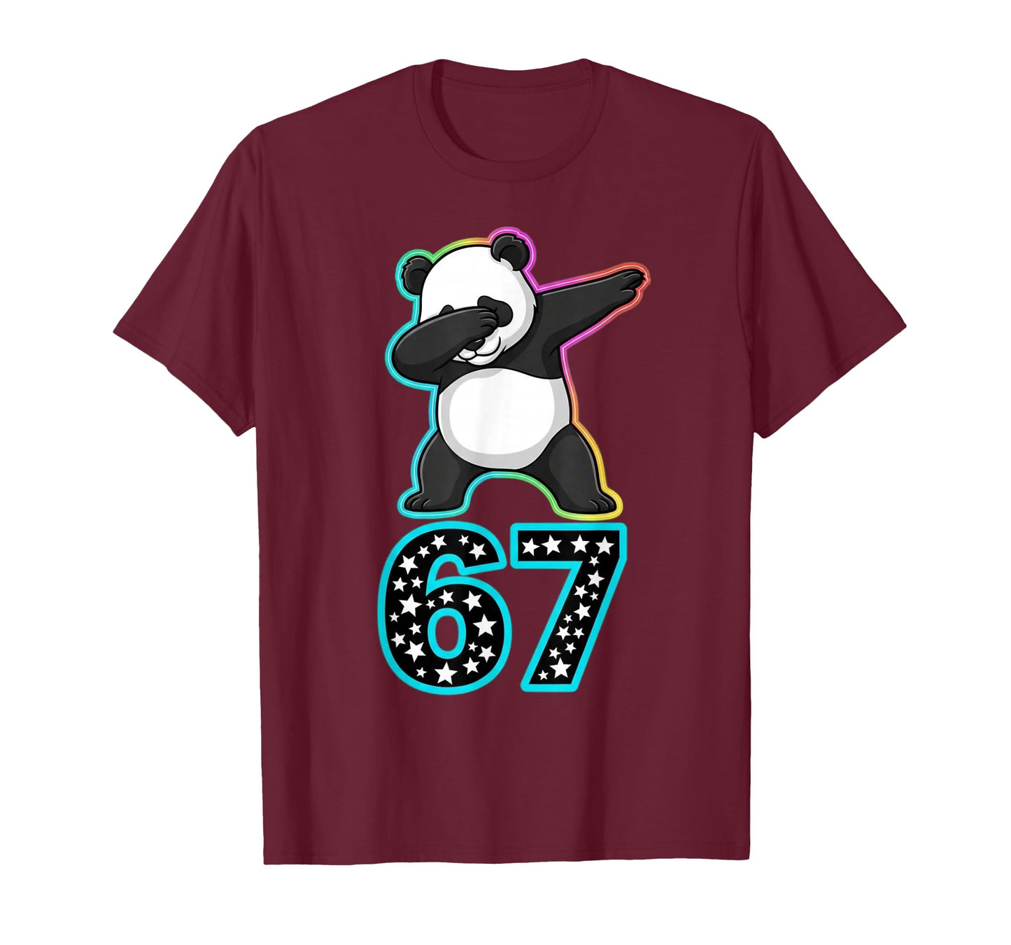 Funny 67 Meme Dabbing Panda Rainbow Gen Z Six Seven T-Shirt