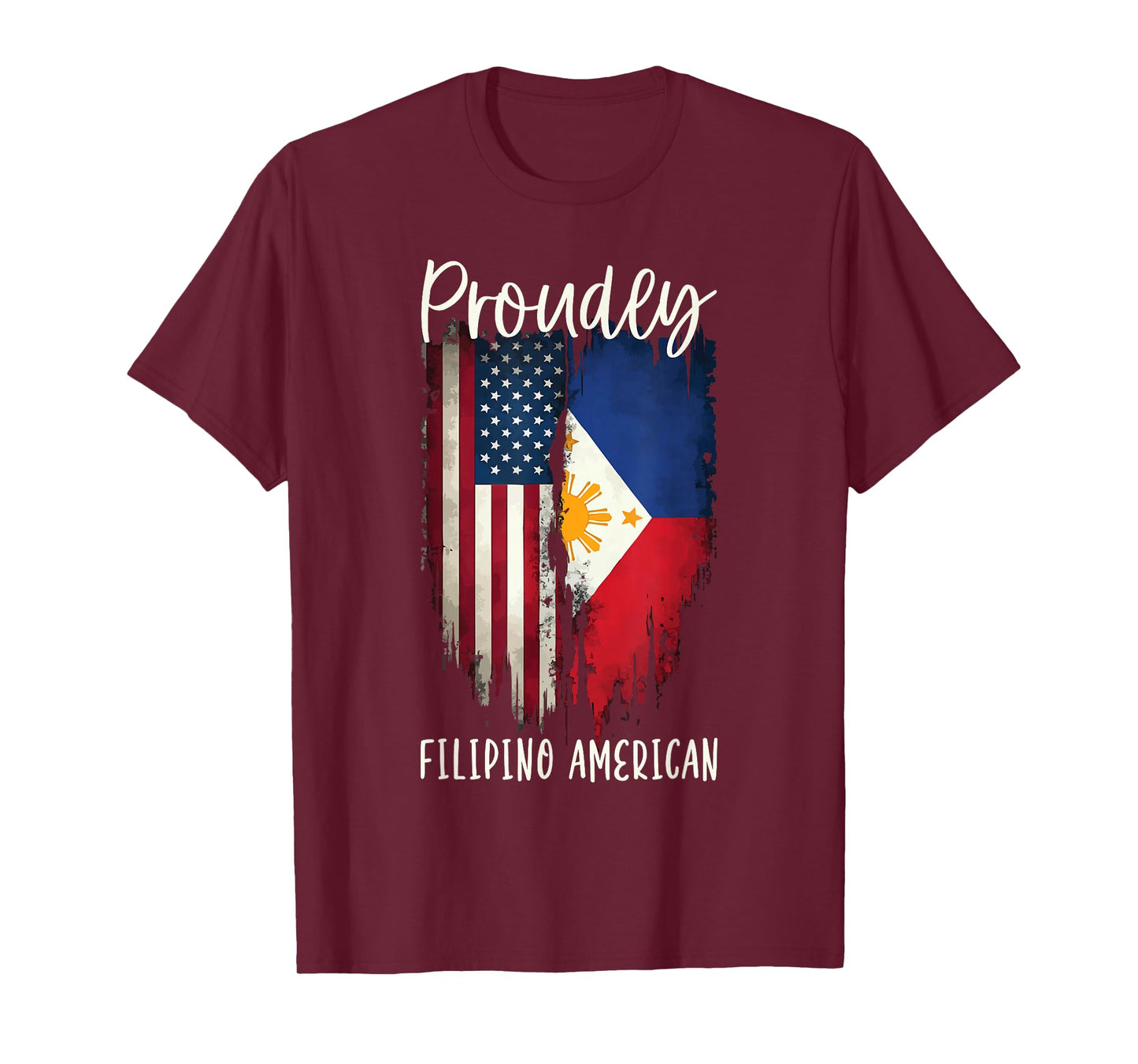 Half Filipino Half American USA Flag Filipino American T-Shirt