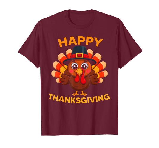 Happy Thanksgiving Turkey Pilgrim Costume Men Women Kids T-Shirt