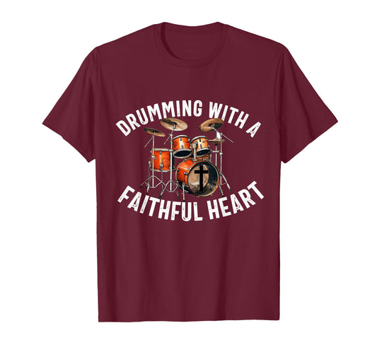 Christian Drummer Drum Player Stick Men Jesus Worship Music T-Shirt