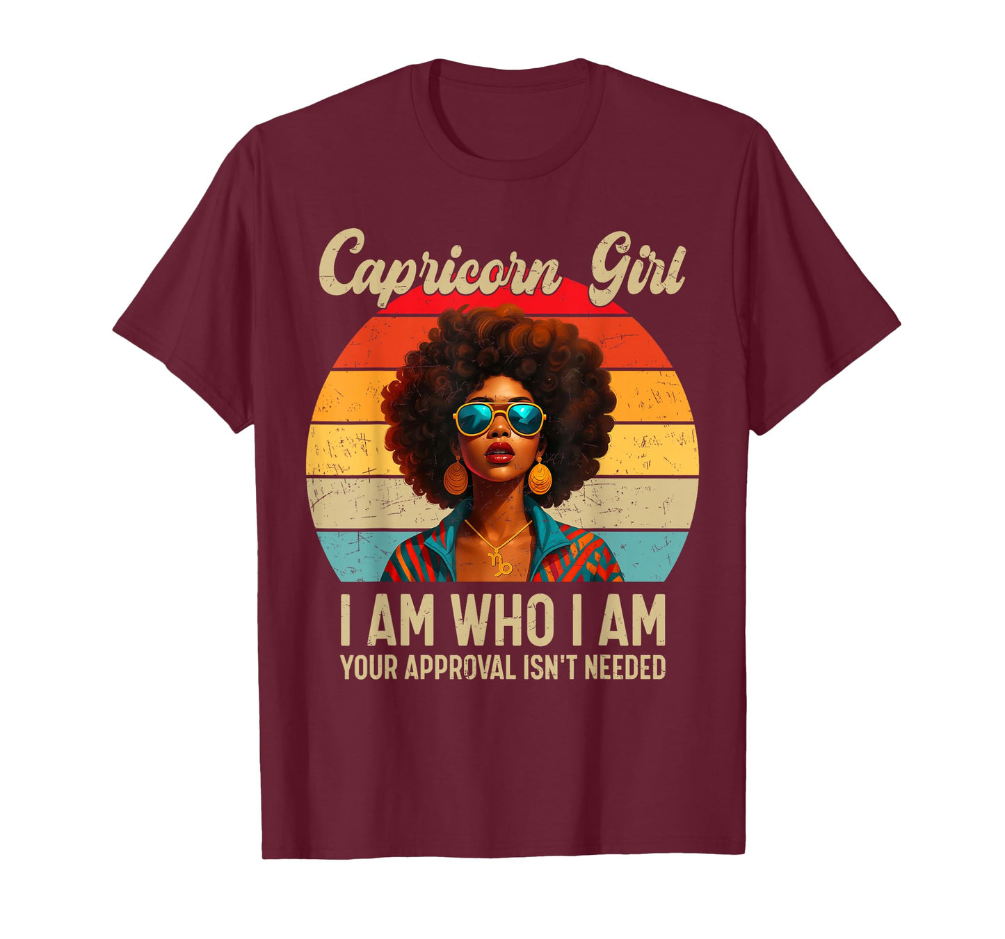 Capricorn Girl Retro Zodiac African American Afro Woman T-Shirt