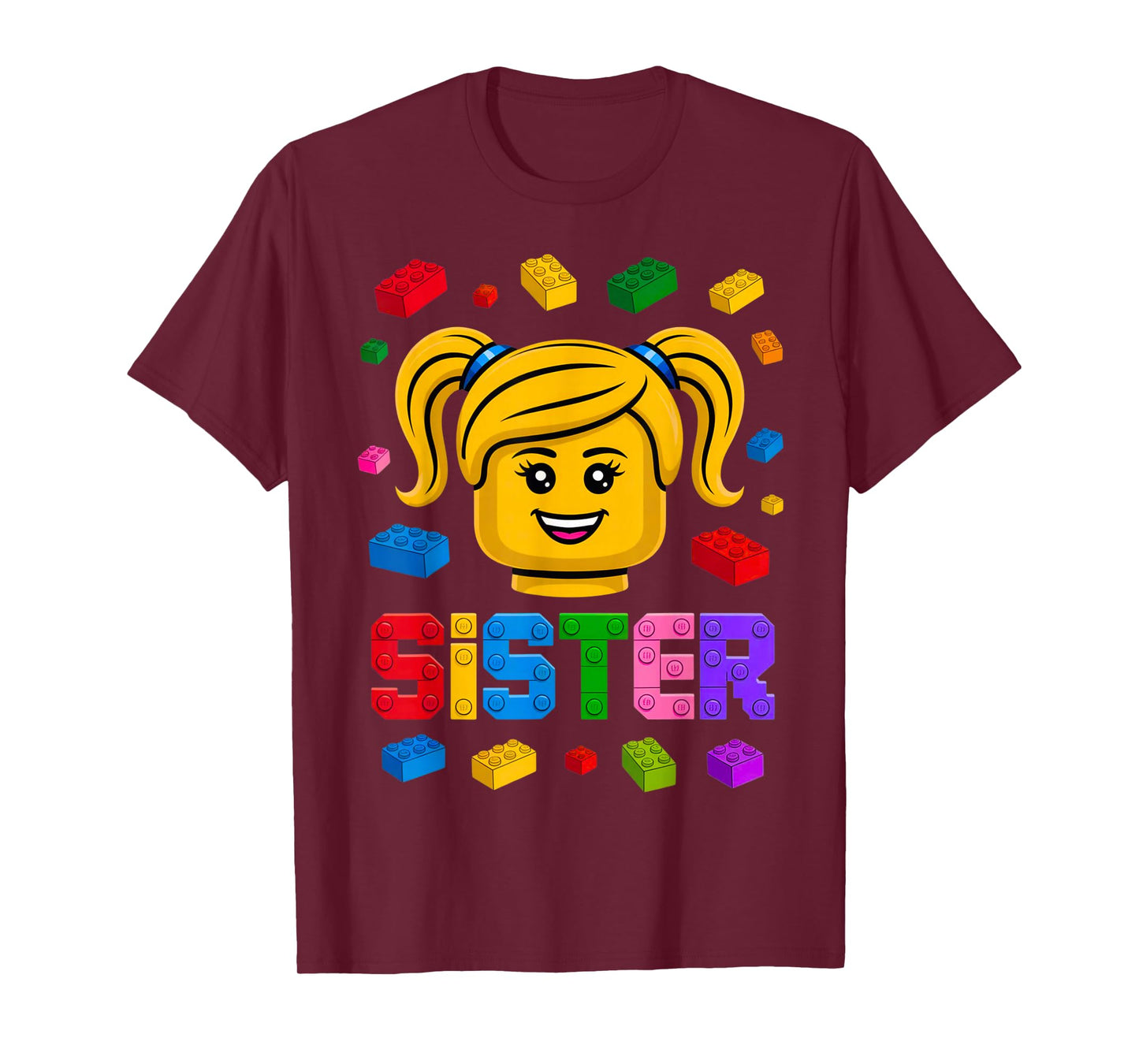 Family Sister Master Builder Building Bricks Blocks Girls T-Shirt