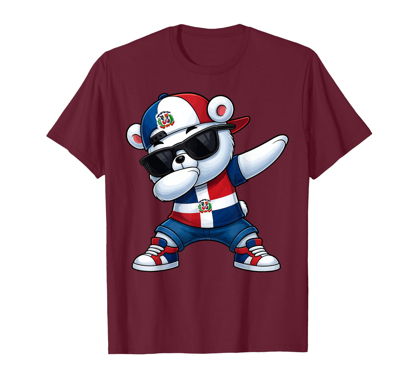 Dominican Republic Bear Patriotic Dabbing Dab Boys Kids 2025 T-Shirt