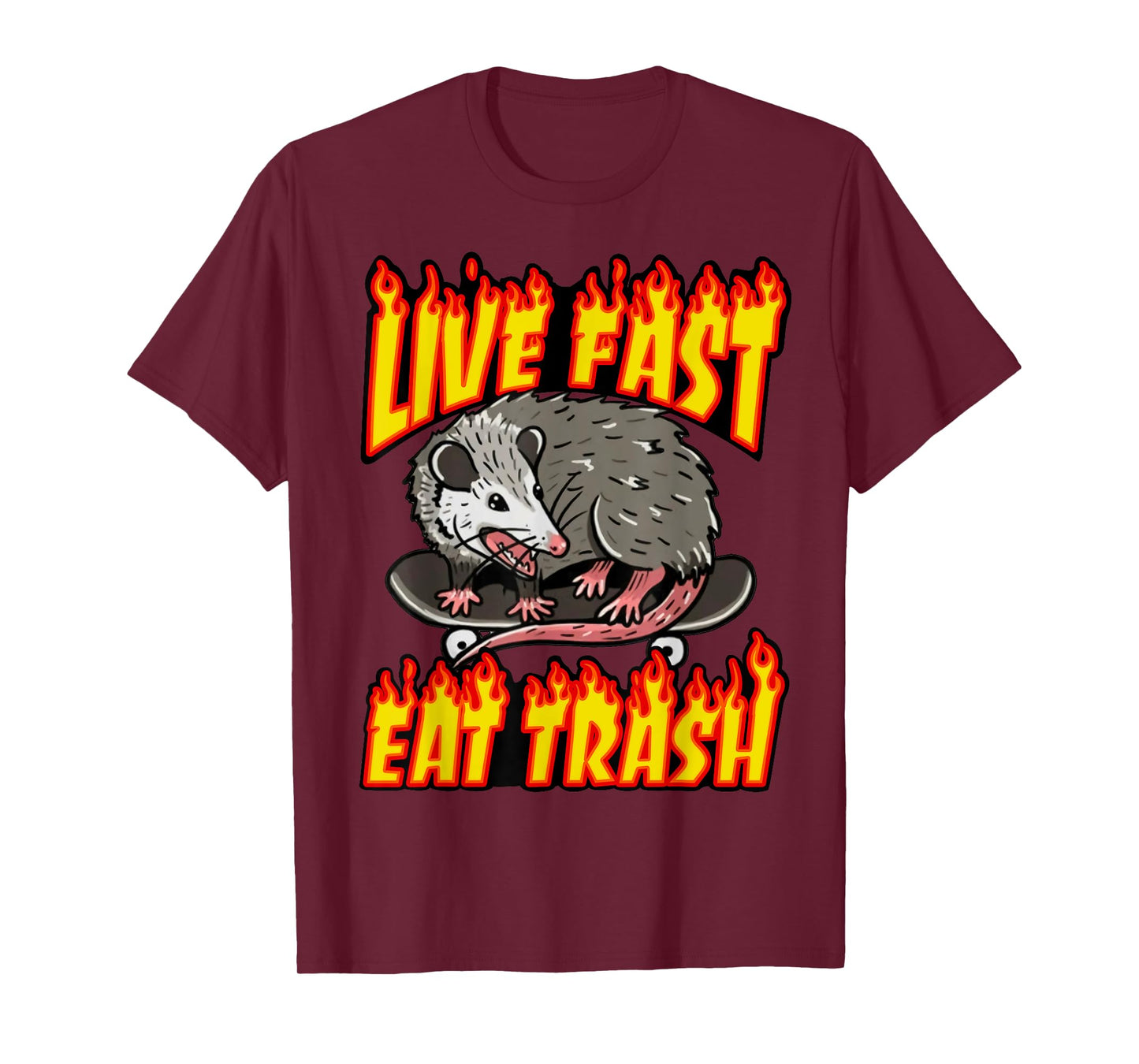Live Fast Eat Trash Possum Vintage Funny Skateboard Opossum T-Shirt