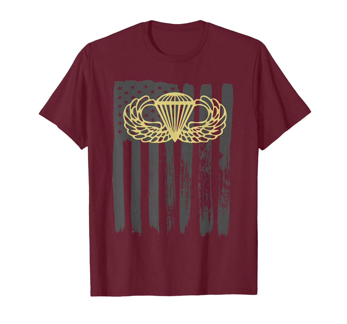 Army Parachute Wings Badge and US Flag Airborne T-Shirt