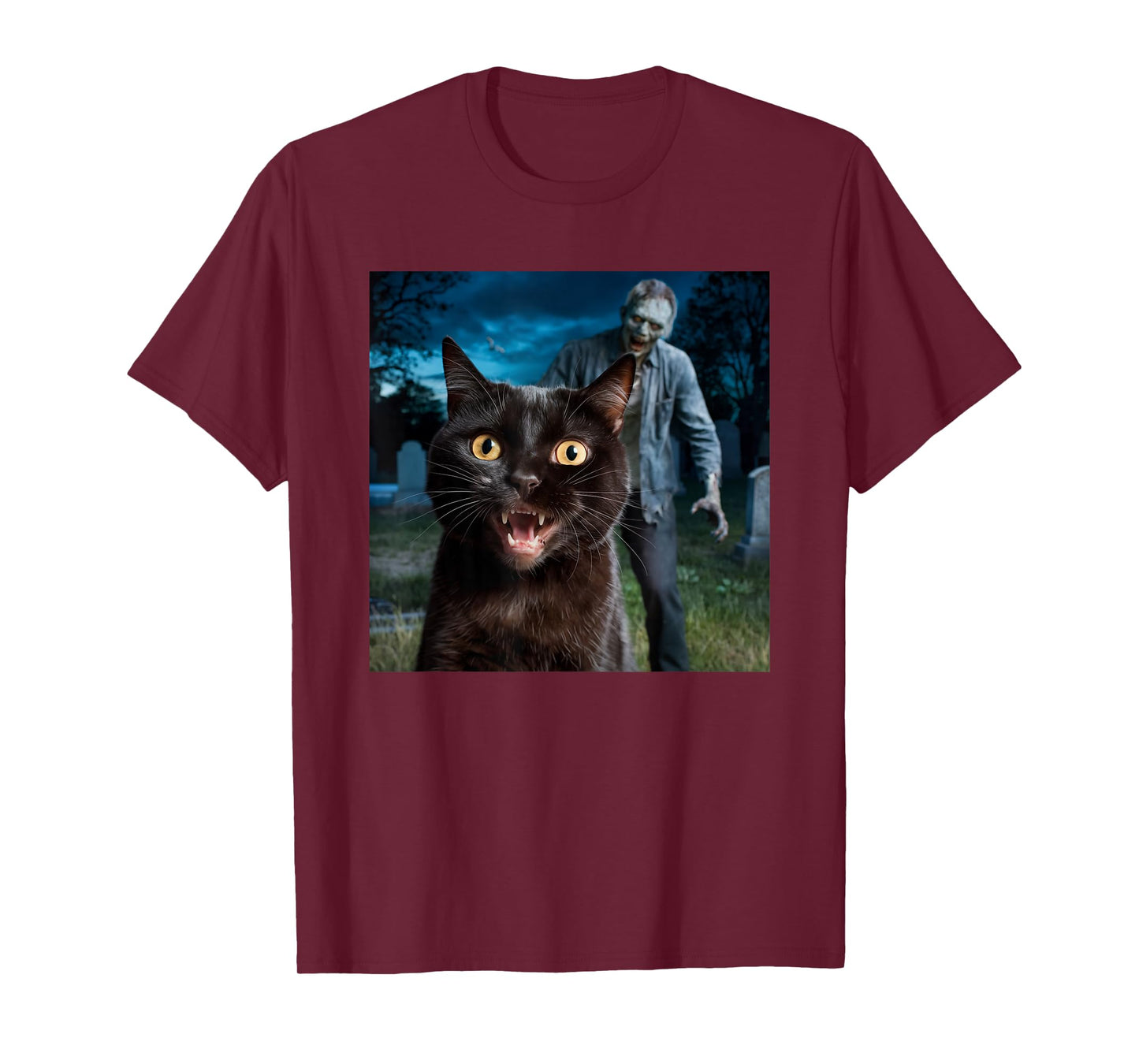 Cat and Zombie Selfie Photo Halloween for Cat Lovers T-Shirt