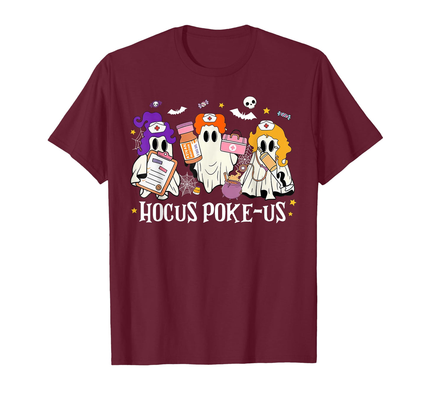 Hocus Poke-us Witch Nurse Halloween Medical Lab Tech Spooky T-Shirt