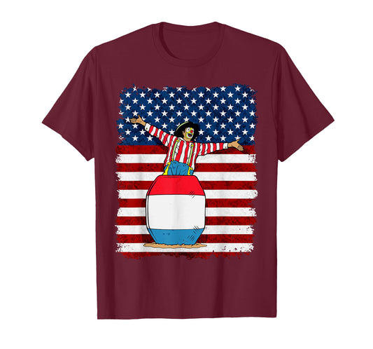 Rodeo Clown on American Flag Patriotic T-Shirt