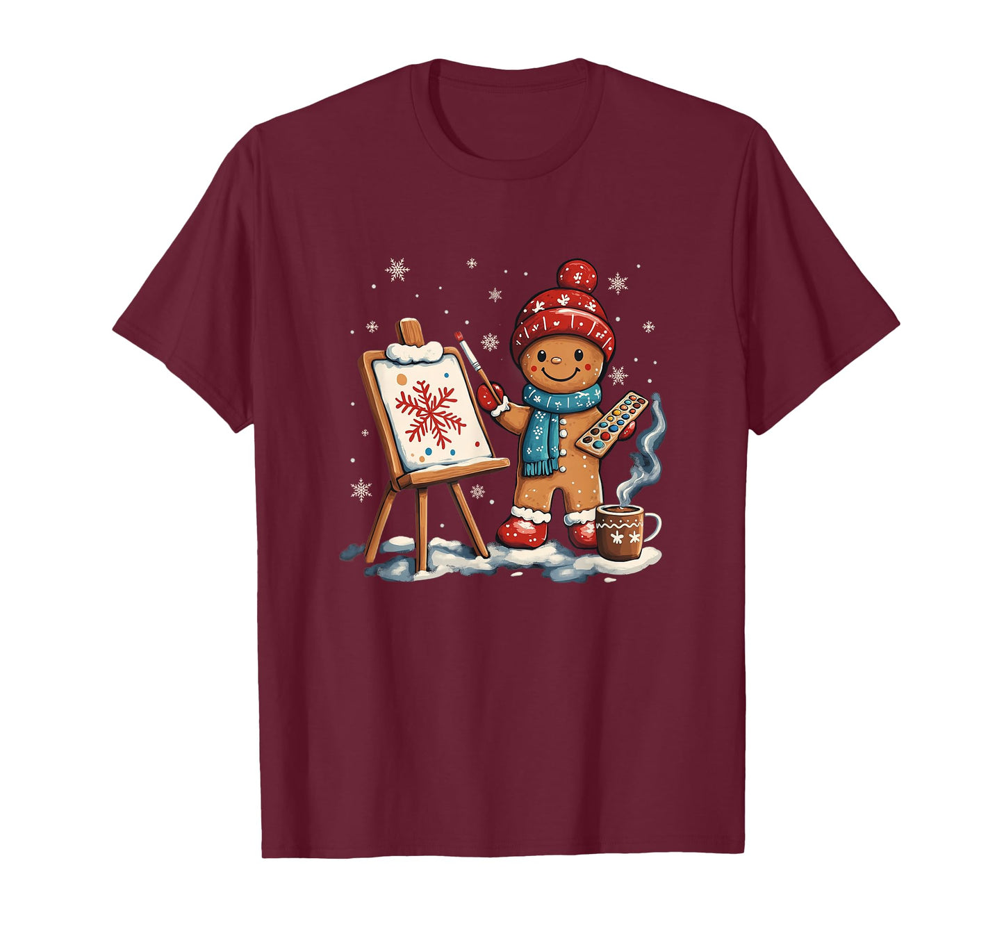 Artist Gingerbread Painter Art Teacher Student Christmas T-Shirt