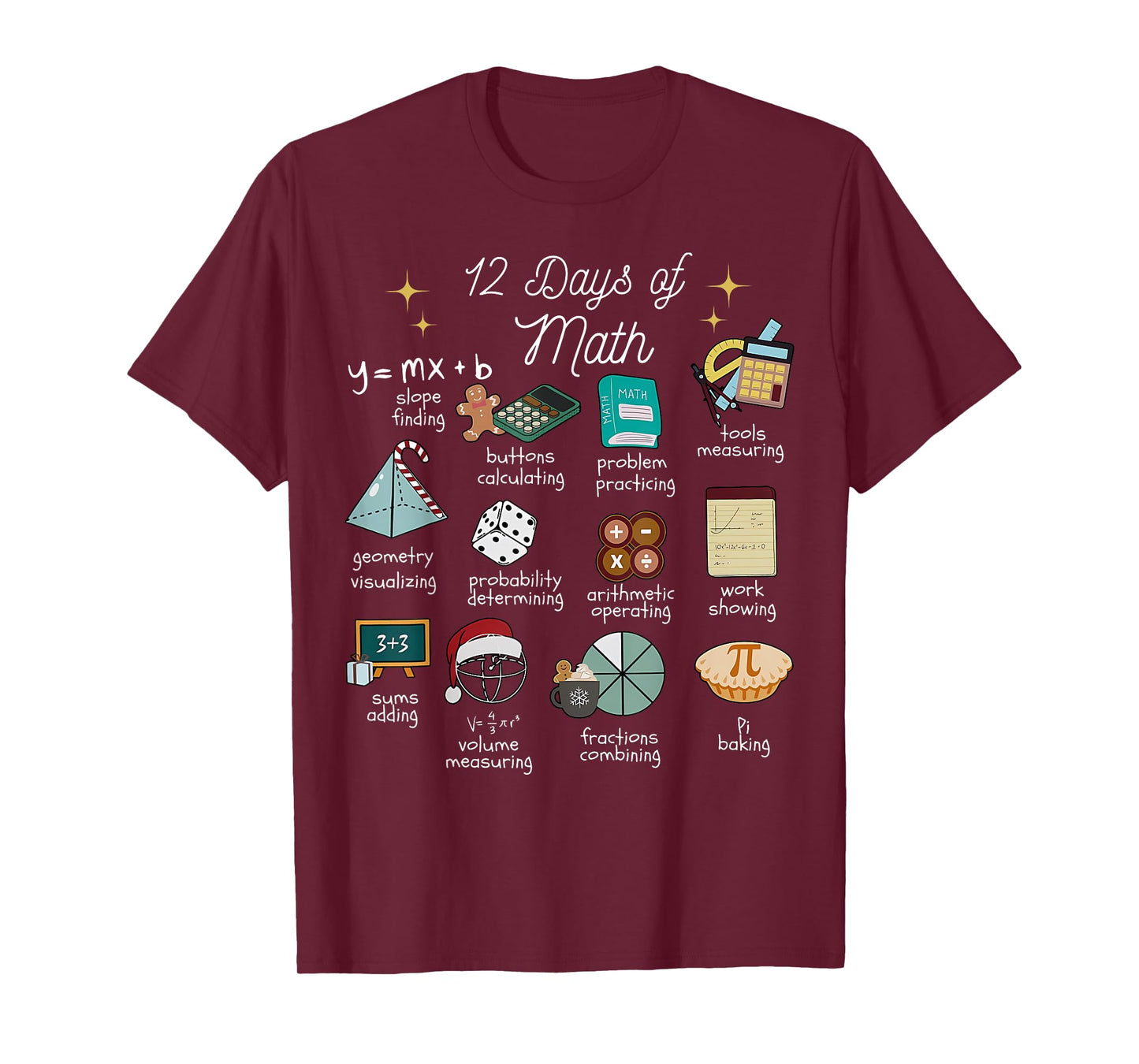 Christmas 12 Days of Math Math Teacher Xmas STEM STEMS T-Shirt