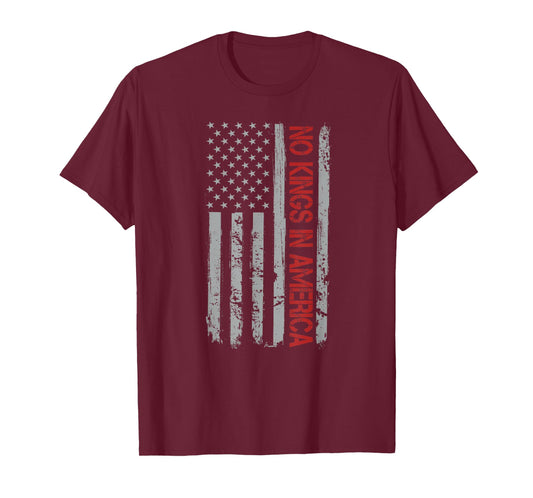 No Kings in America US Flag Vintage T-Shirt