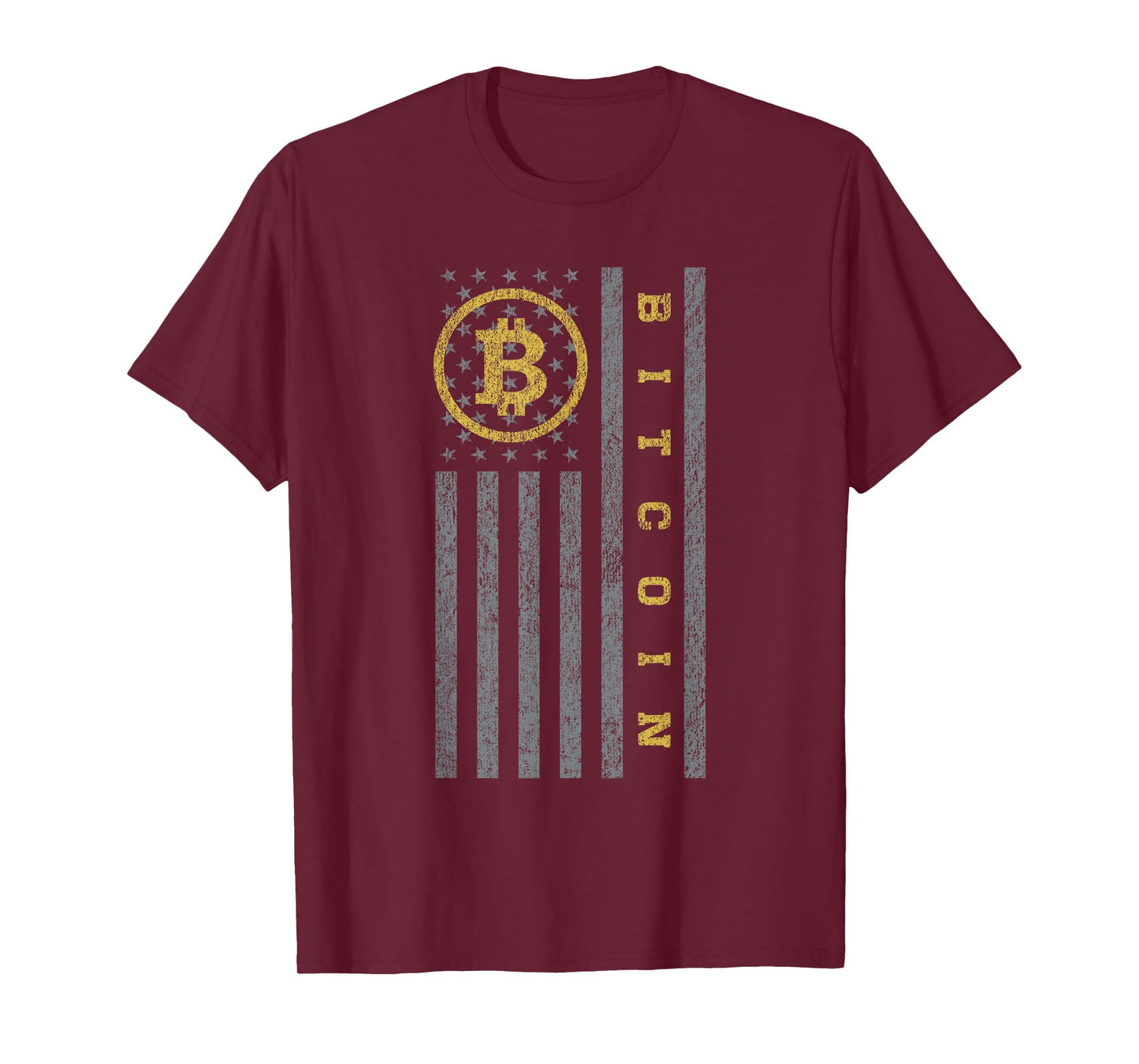 Bitcoin USA Flag Distressed BTC Crypto Coin Digital Currency T-Shirt