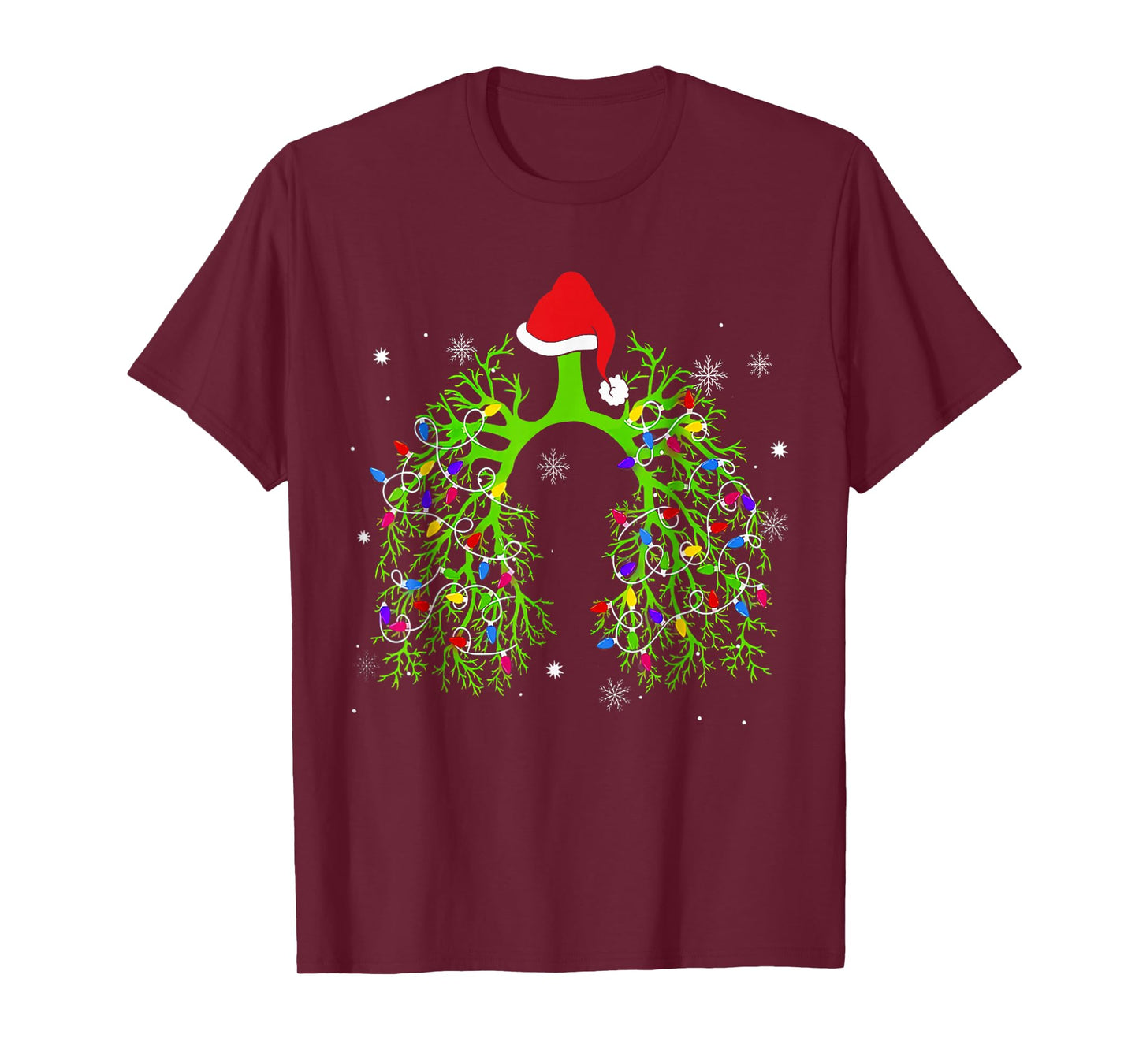 Christmas Nurse Respiratory Therapist Lung Xmas Lights T-Shirt