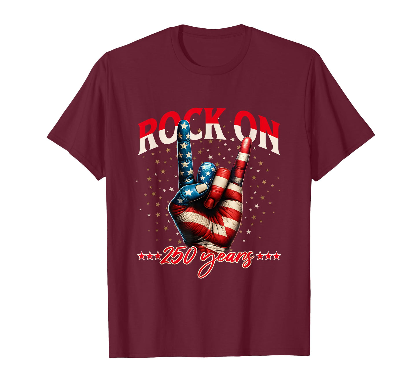Patriotic Rock On Devil Horns 250 Years 250th Birthday T-Shirt
