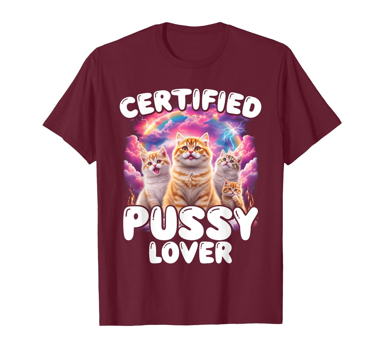 Funny Cat Meme Pussy Lover Inappropriate Embarrassing Cat T-Shirt