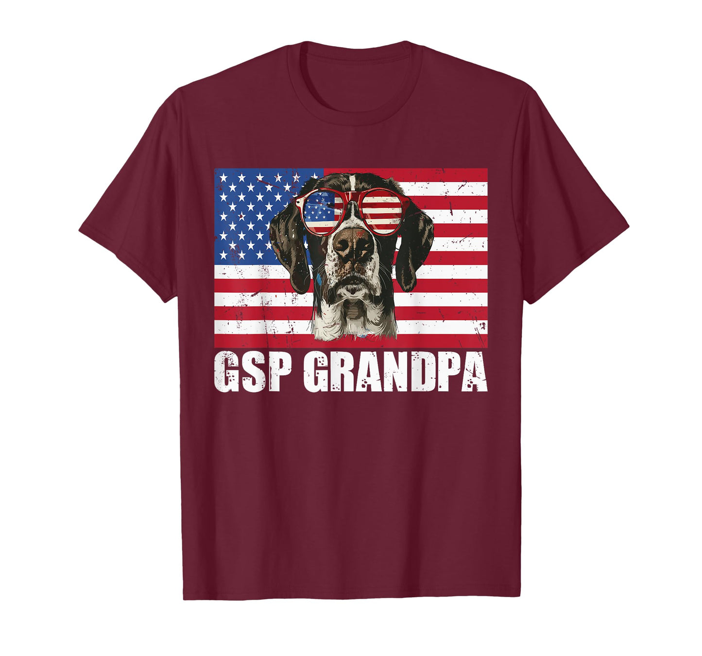 GSP Grandpa German Shorthaired Pointer US Flag 4th of July T-Shirt