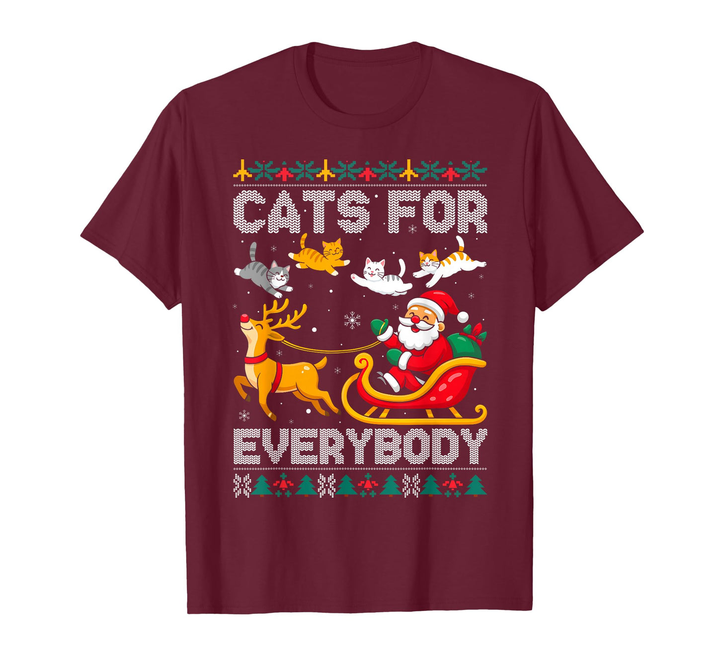 Cats for Everybody Christmas Cat Funny Xmas Women Santa Kids T-Shirt