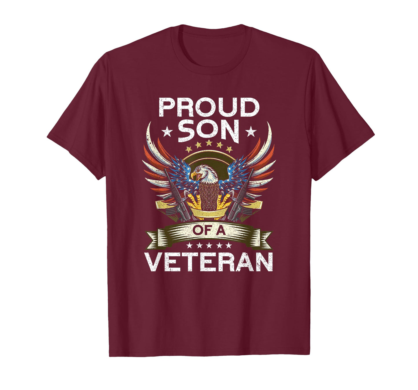 Proud Son Of A Veteran | USA Flag Proud American Veteran Son T-Shirt
