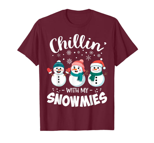 Chillin with My Snowmies Cute Snowman Teacher Christmas T-Shirt